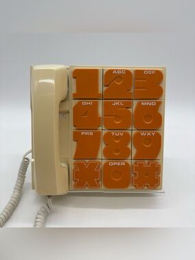 Vintage Radio Shack Big Orange Button Phone Rare 80s Land Line Telephone